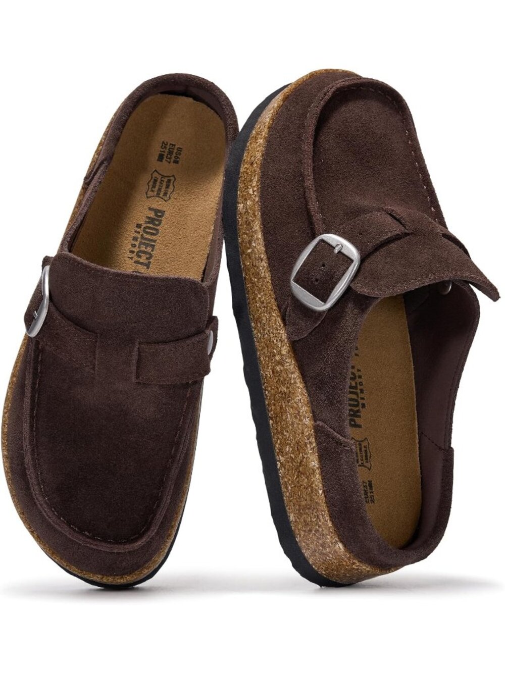 Women's Coffee Suede Carline Closed Toe Pull On Fall Moccasin Clogs Loafer Shoe